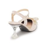 Sandal bít mũi có nơ kim tuyến hậu gài gót mika cao 7m mã HNBBHG7F778 (Size 35 ->39)