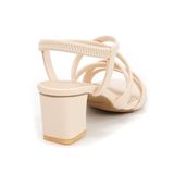 Sandal nữ Hanatabi 3 quai chéo mũi vuông gót cao 5cm hậu thun đế TA cao cấp chống trơn trượt mã HNSDT5F857 (Size 35 -> 41)