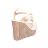 Sandal nữ Hanatabi quai nơ đính đá Đế Xuồng Pu Vân Gỗ siêu nhẹ cao 9cm mã HNSDX9F1019 (Size 35 -> 39)