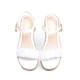 Sandal nữ Hanatabi quai lưới bèo nhún đế Pu siêu nhẹ cao 7cm hậu c mã HNSDG7F1005 (Size 35 -> 39)