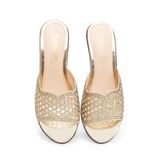 Dép nữ Hanatabi quai lưới đính đá đế xuồng siêu nhẹ cao 7cm mã HNDEL7F945 (Size 35 -> 39)