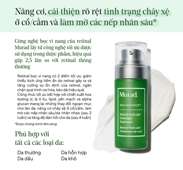 [FLASH DEAL] RESURGENCE - Tinh chất Retinal nâng cơ giảm nếp nhăn##Murad Retinal Resculpt Overnight Treatment 30ml