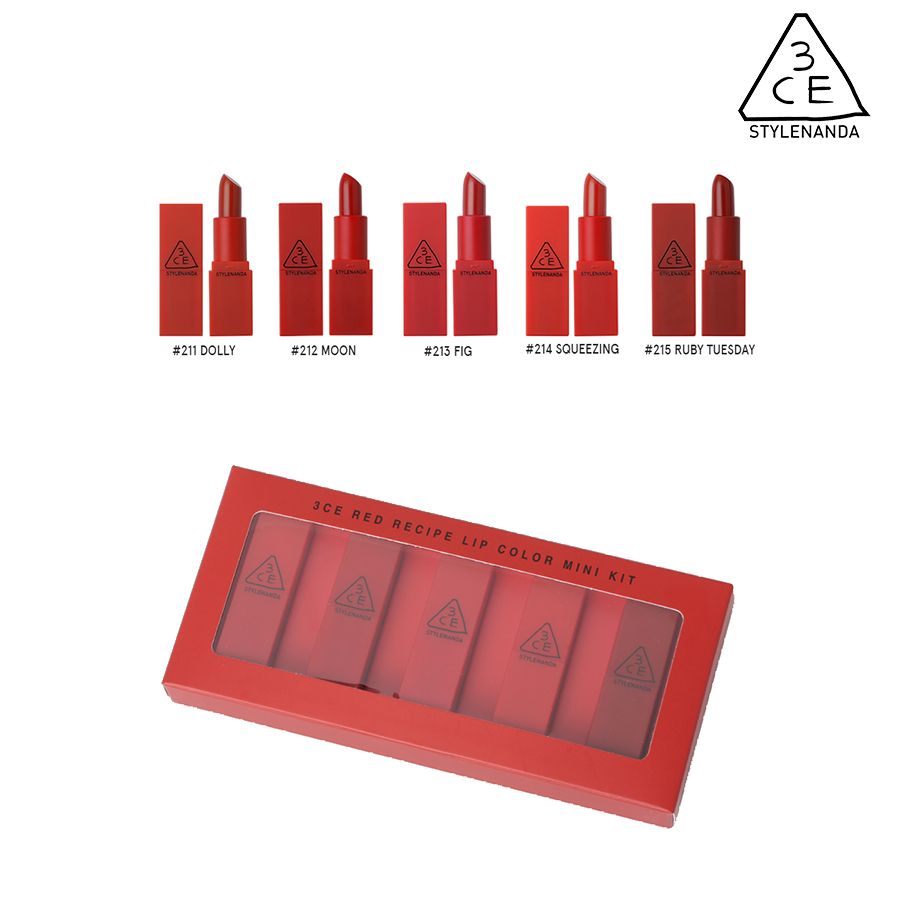 Set Son Mini Lì Đỏ 3CE RED RECIPE LIP COLOR MINI KIT.