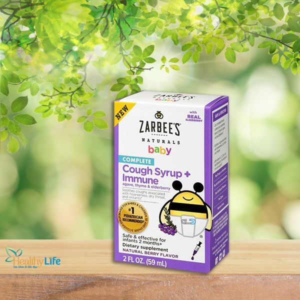  Siro trị ho và tăng đề kháng với mật ong đen và elderberry Zarbee's từ 2 tháng tuổi 59ml 