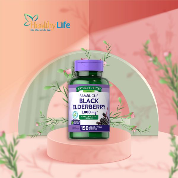  Viên Chống Oxy hóa, Tăng Cường Đề Kháng Nature's Truth Sambucus Black Elderberry 3800mg 150 Vegetarian/Vegan Capsules 