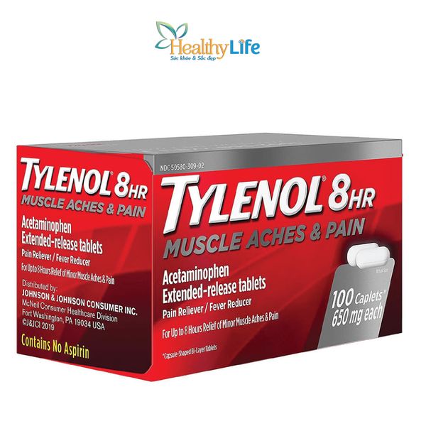  Giảm đau Tylenol 8Hr Muscle Aches & Pain 650mg 100 Caplets 