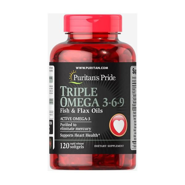  Dầu cá bổ tim mạch Puritan’s Pride Triple Omega 3-6-9 Fish & Flax Oils 120 viên 