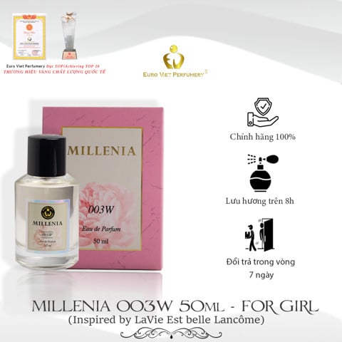  Nước Hoa Nữ Euro Viet, MILLENIA 003W 50ml (Inspired by LaVie Est belle Lancôme) 