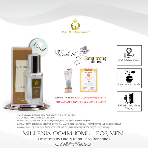  MILLENIA 004M 10ml: Nguồn gốc hương Từ One Million Paco Rabanne. (NƯỚC HOA NAM) 