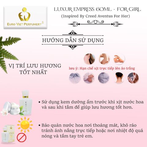  Nước Hoa Nữ Euro Viet, LUXUR EMPRESS 60ml  (Inspired By Creed Aventus For Her) 