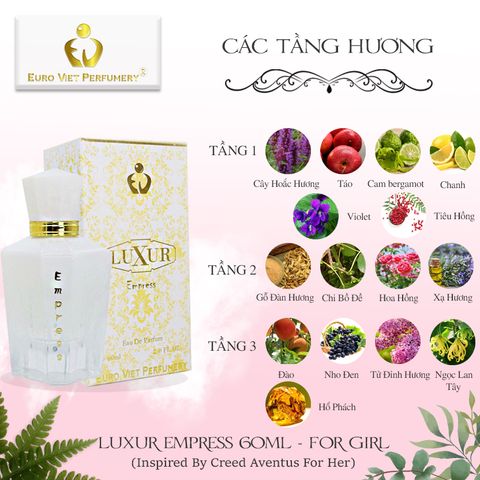  Nước Hoa Nữ Euro Viet, LUXUR EMPRESS 60ml  (Inspired By Creed Aventus For Her) 