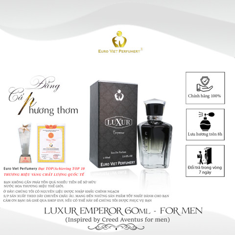  Nước Hoa Nam Euro Viet, LUXUR EMPEROR 60ml  (Inspired By Creed Aventus For Men) 