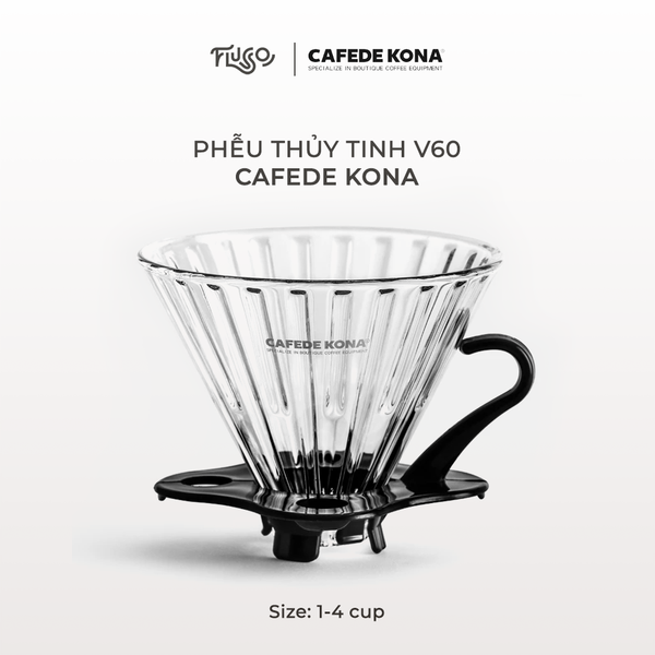  Phễu thủy tinh V60 Cafede Kona size 2 