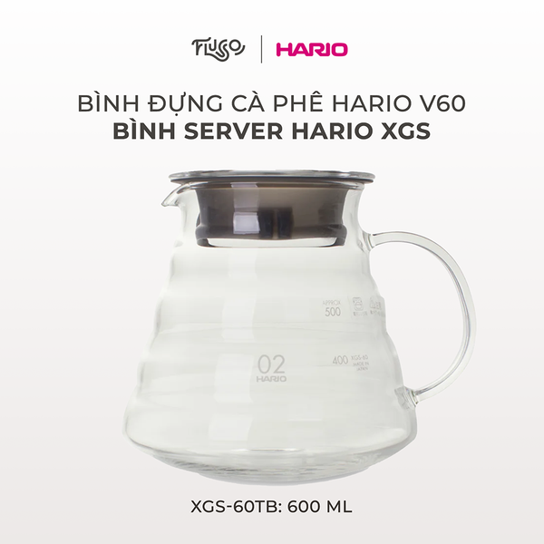  Bình đựng cà phê Hario server nắp thủy tinh 