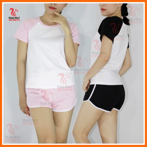  DB030 - [HÌNH SHOP TỰ CHỤP] Bộ đồ nữ mặc nhà thun cotton xinh xắn đáng yêu, có thể mặc đi chơi dạo phố, làm đồ đi ngủ. 