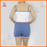  DB104 - Bộ đồ thun cotton nữ áo 2 dây croptop quần đùi phù hợp làm đồ bộ mặc nhà, hoặc đồ ngủ nữ. 