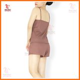  Bộ đồ mặc nhà áo dây quần ngắn thun cotton bo gân dễ thương, có thể làm đồ đi ngủ đáng yêu. Thời trang Macmot 