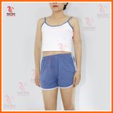  DB104 - Bộ đồ thun cotton nữ áo 2 dây croptop quần đùi phù hợp làm đồ bộ mặc nhà, hoặc đồ ngủ nữ. 