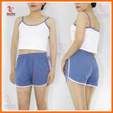  DB104 - Bộ đồ thun cotton nữ áo 2 dây croptop quần đùi phù hợp làm đồ bộ mặc nhà, hoặc đồ ngủ nữ. 