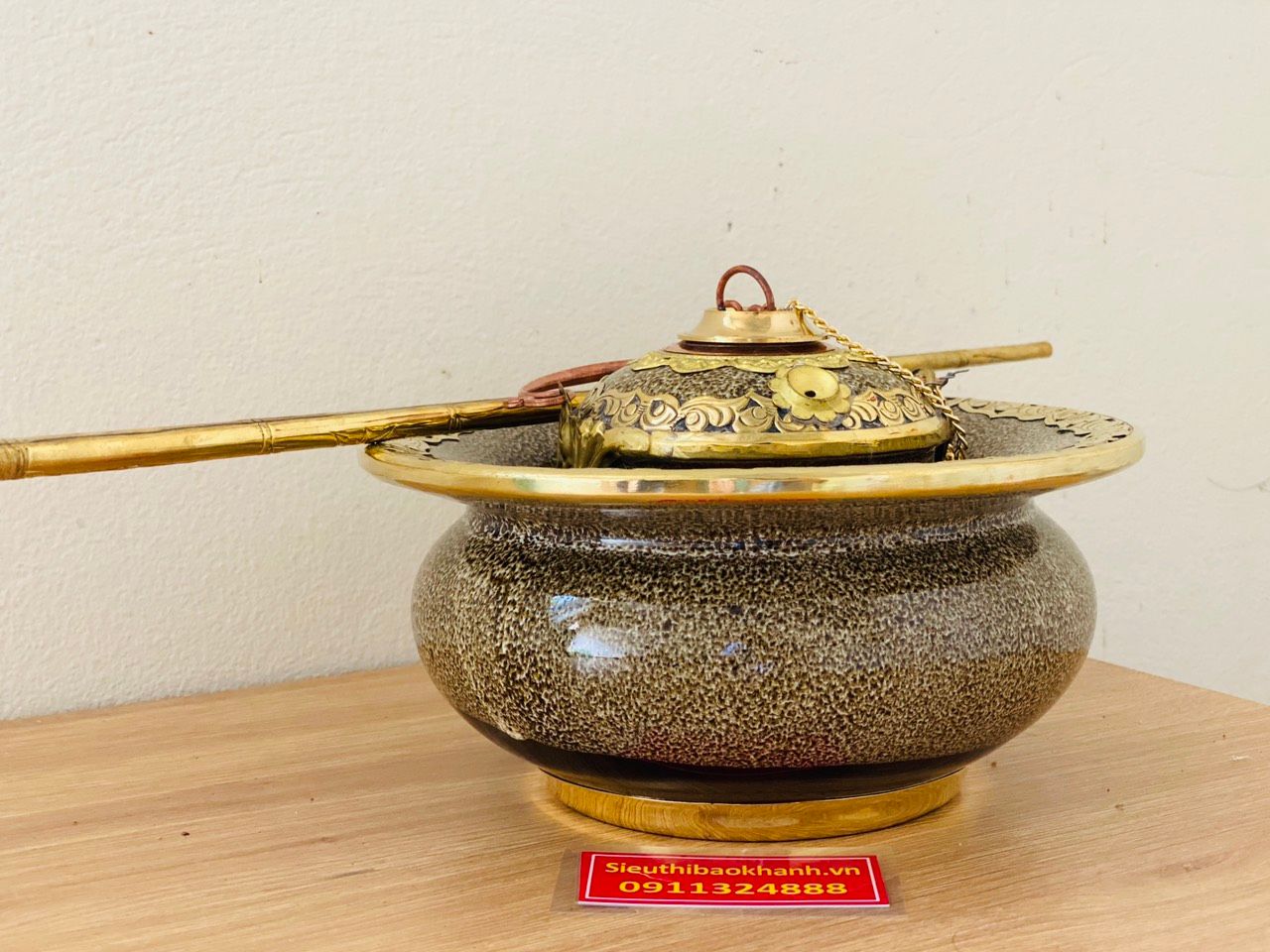 Điếu Bát Men Hỏa Biến Bọc Đồng Chính Hãng Bát Tràng BKCEVN-8034