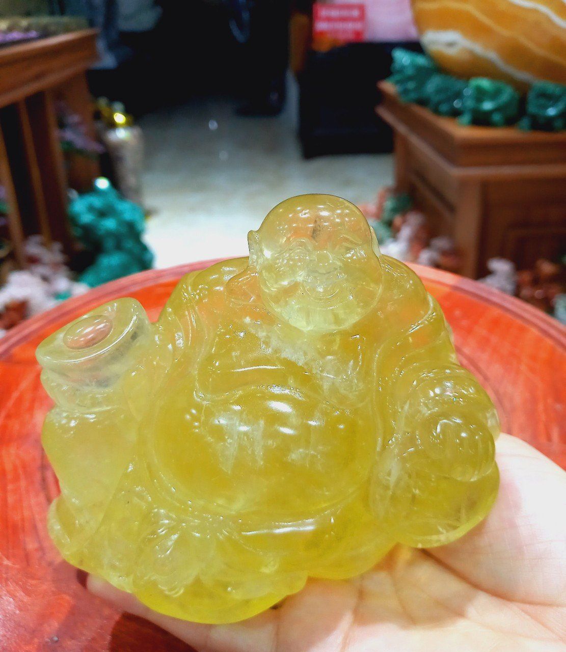 Thần Tài Di Lặc thạch anh vàng.