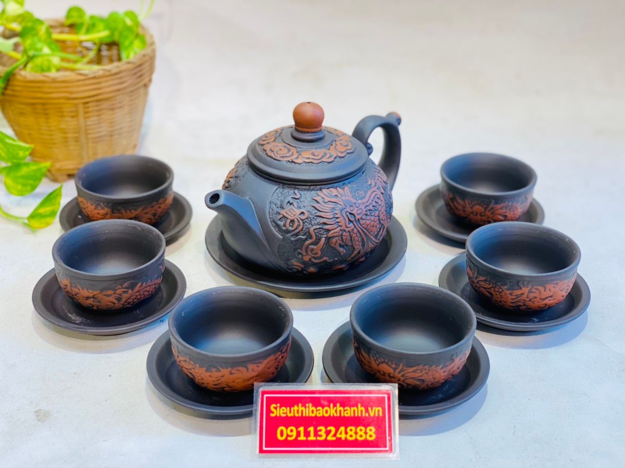 Bộ Ấm Tử Sa Long Mã Xuất Xứ Bát Tràng