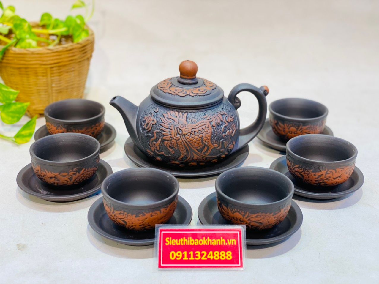 Bộ Ấm Tử Sa Long Mã Xuất Xứ Bát Tràng