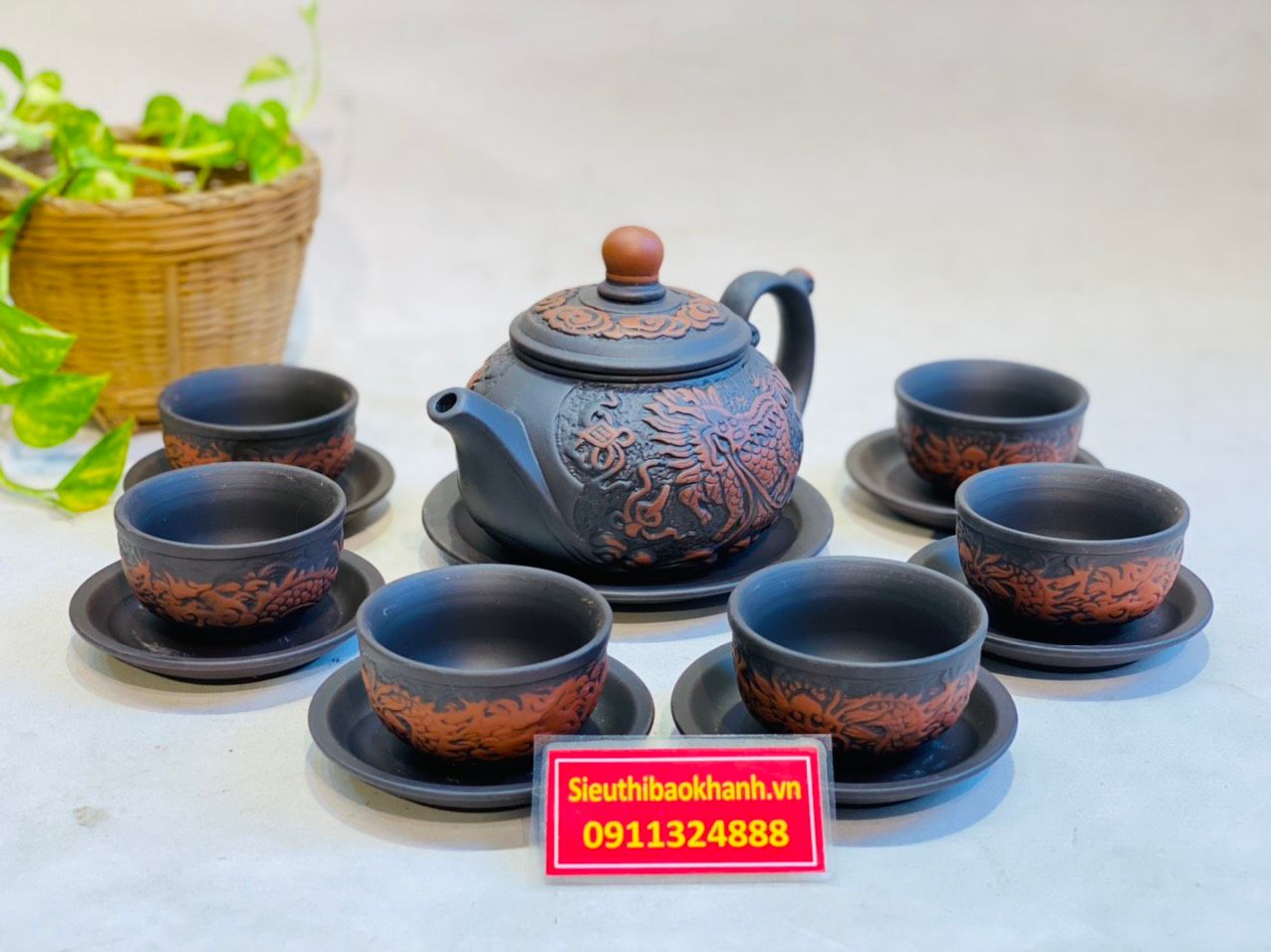 Bộ Ấm Tử Sa Long Mã Xuất Xứ Bát Tràng