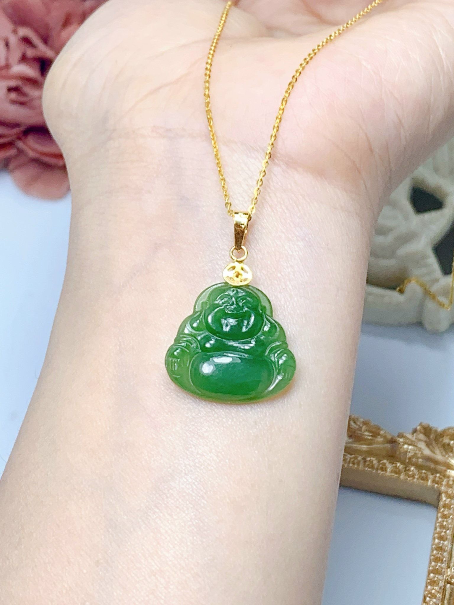 Mặt Phật Di Lặc Ngọc Bích loại đẹp chất bích cực mướt luôn ạ ☘️☘️☘️