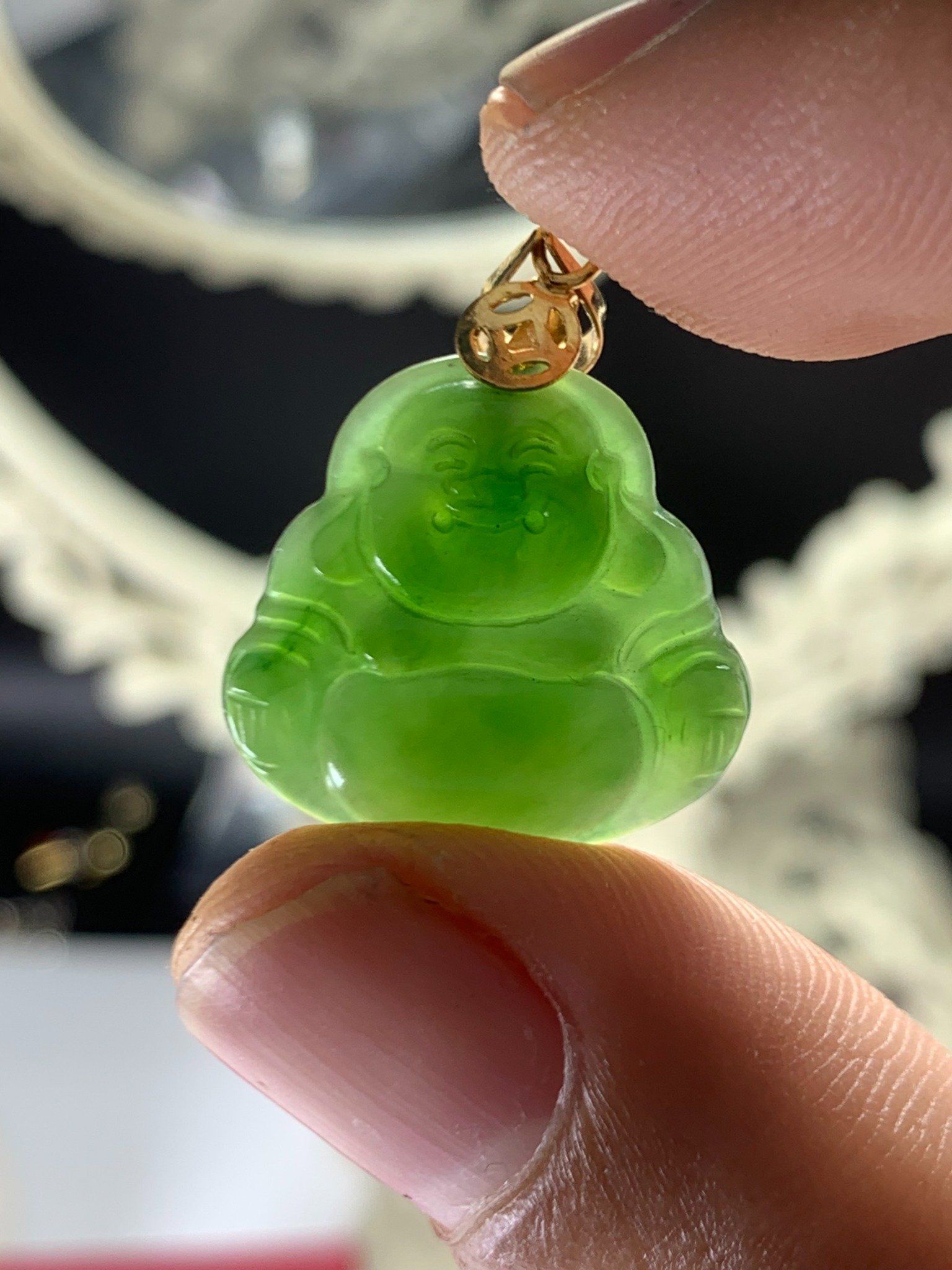 Mặt Phật Di Lặc Ngọc Bích loại đẹp chất bích cực mướt luôn ạ ☘️☘️☘️