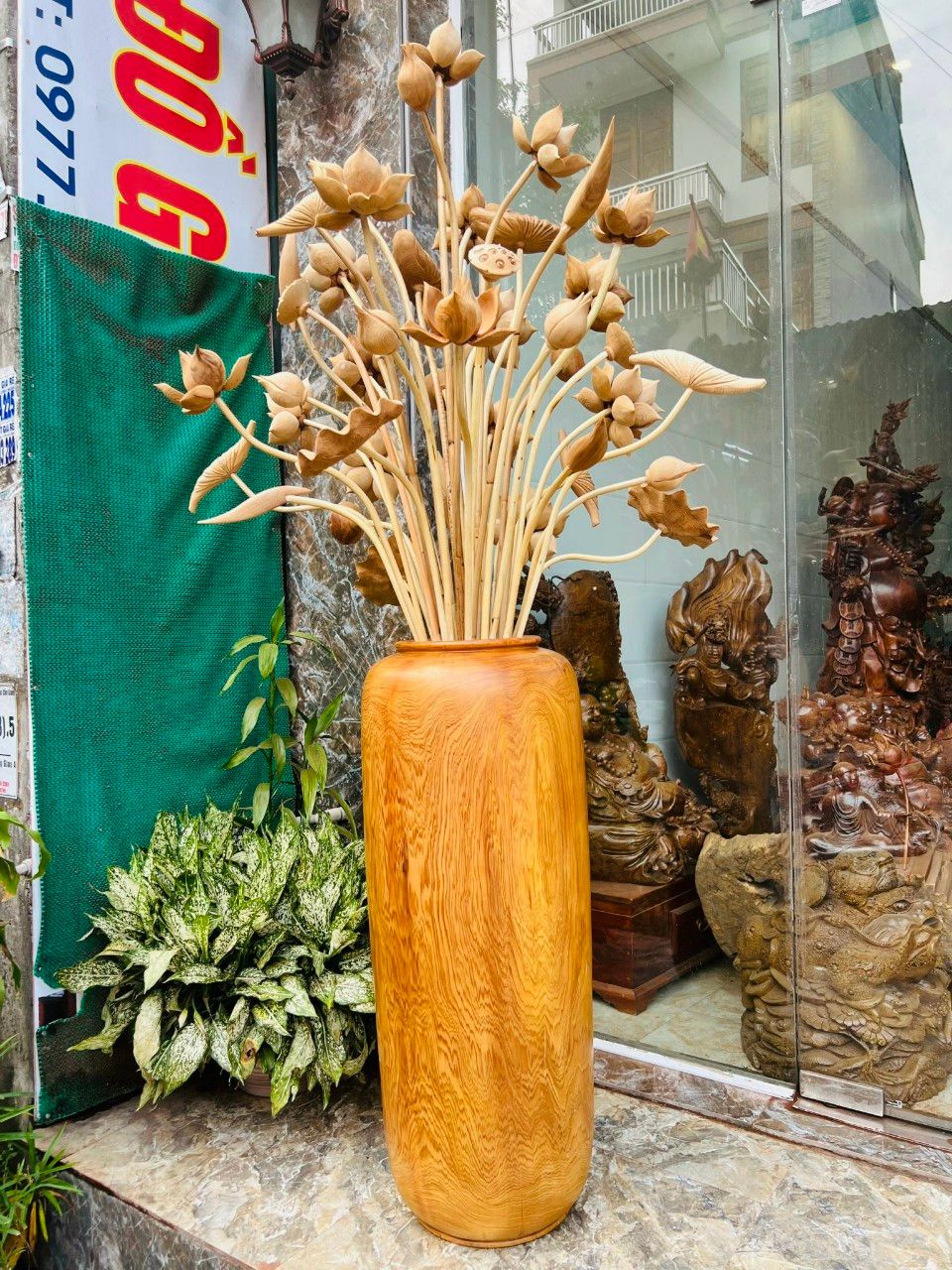 Bình hoa sen gỗ ngọc am thơm bình liền