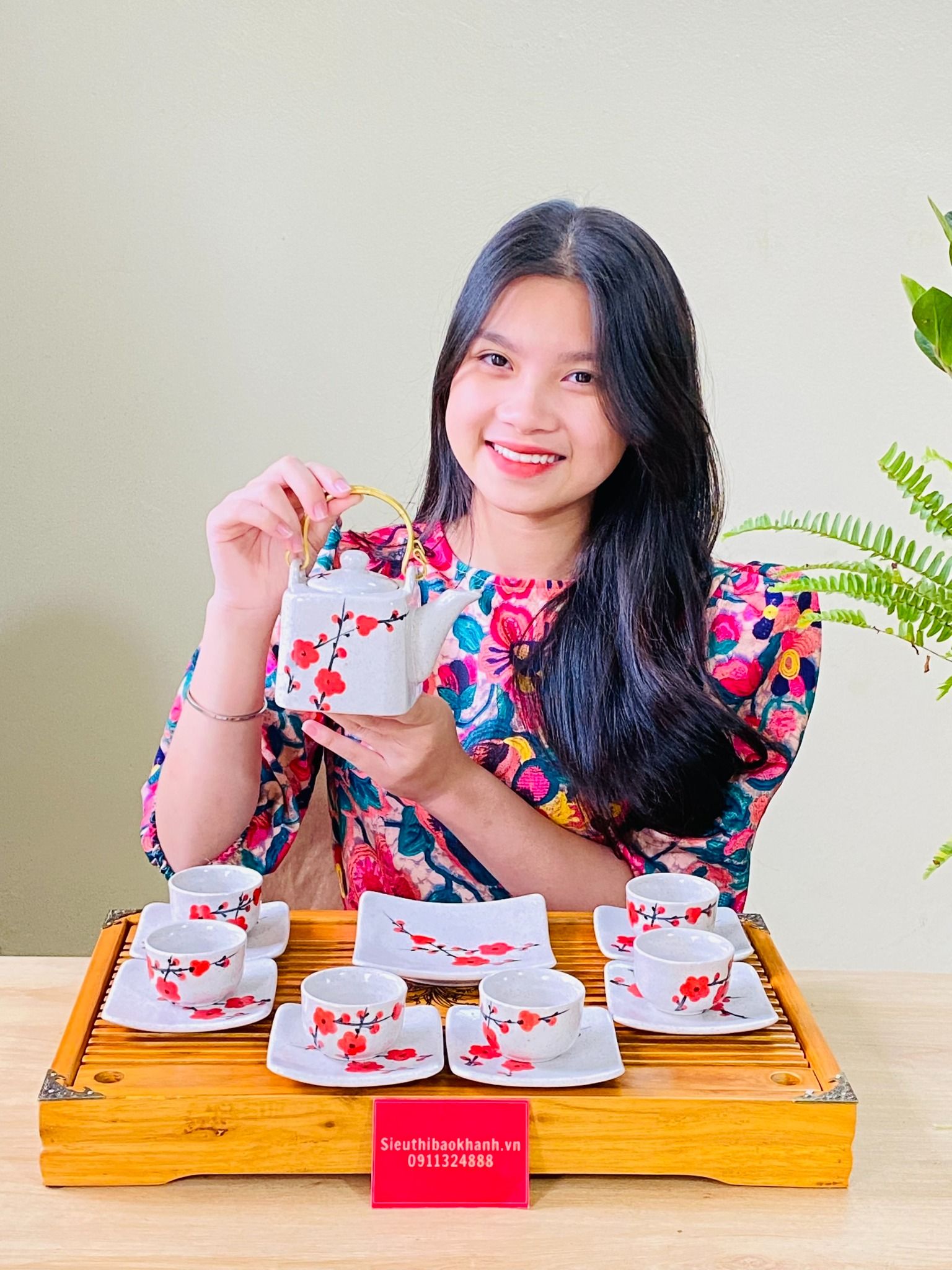 Bộ ấm chén họa tiét hoa đào