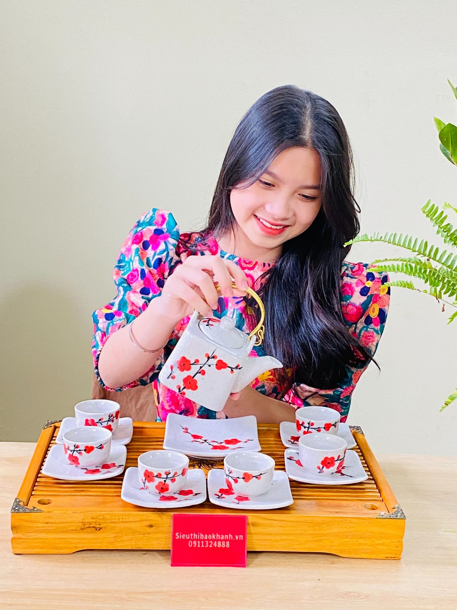 Bộ ấm chén họa tiét hoa đào