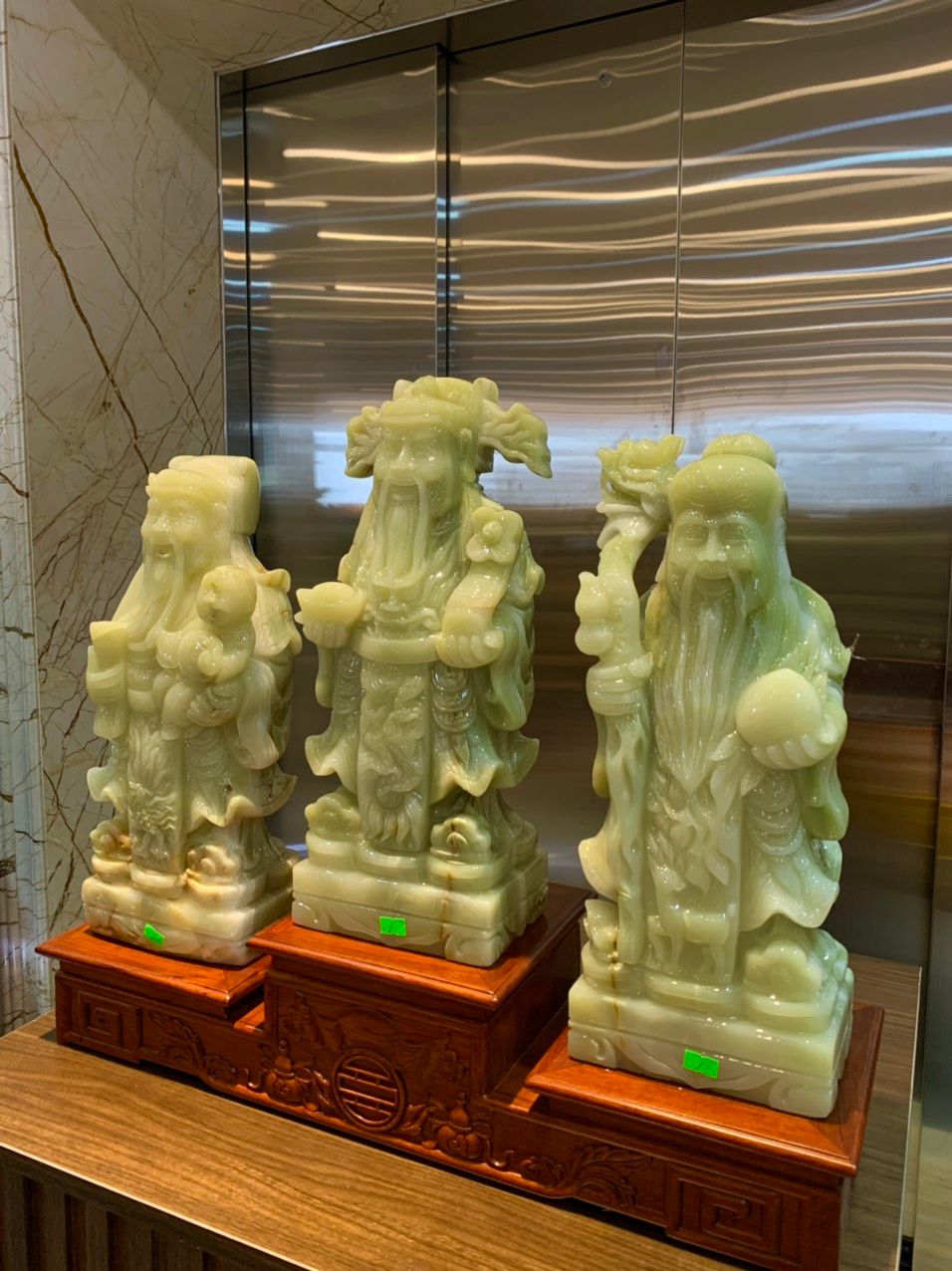 Bộ tam đa phúc lộc thọ ngọc onyx xanh