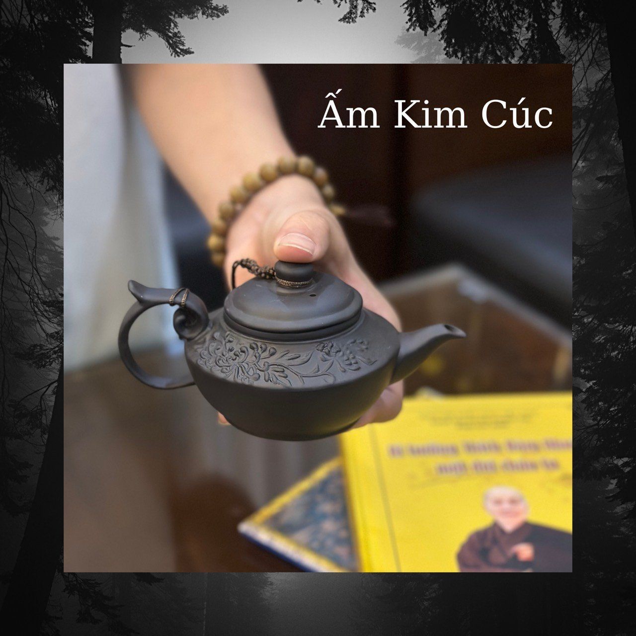 Bộ Ấm Chén Bát Tràng Tử Sa Kim Cúc Dung Tích 350ml Cao Cấp