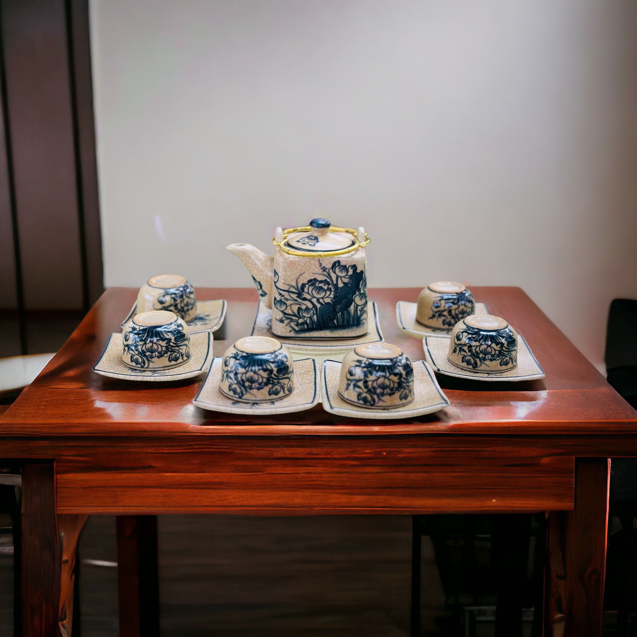 BỘ ẤM CHÉN MEN RẠN BÁT TRÀNG