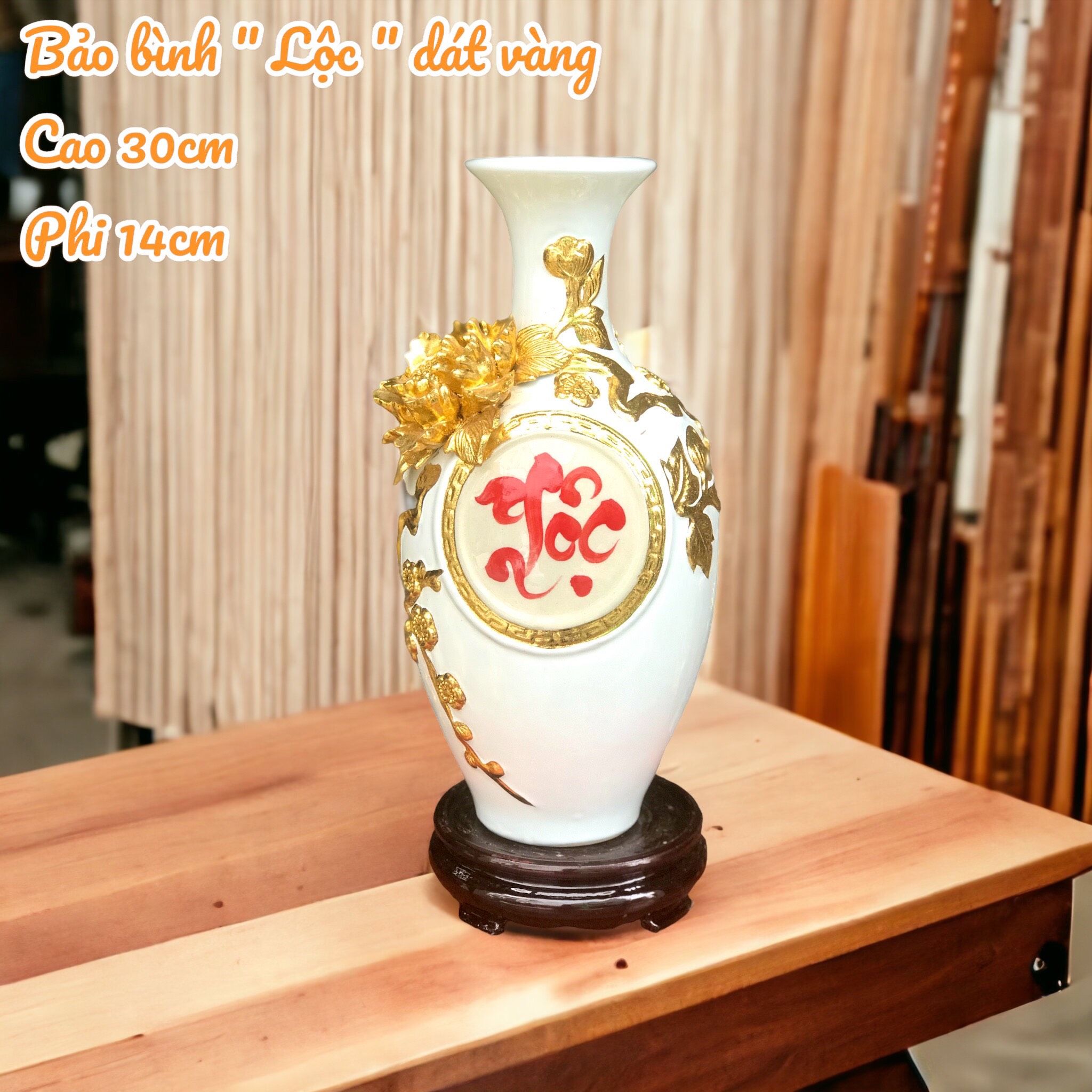 Bảo Bình Lộc Dát Vàng 24K Cao Cấp H30cm