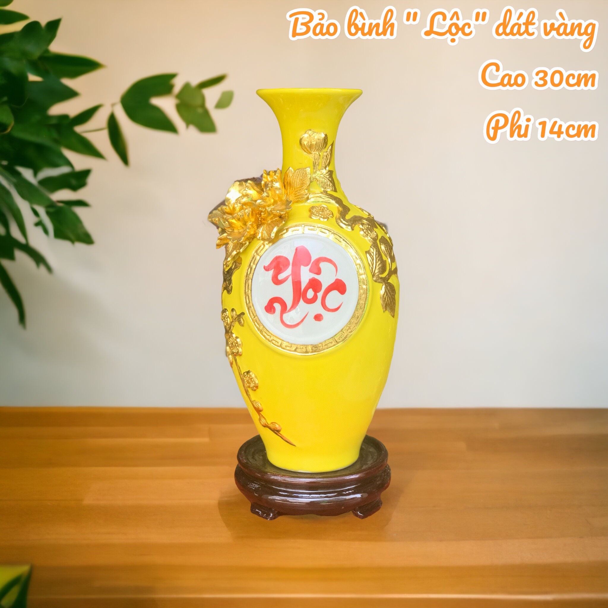  Bảo Bình Lộc Dát Vàng 24K Cao Cấp H30cm 