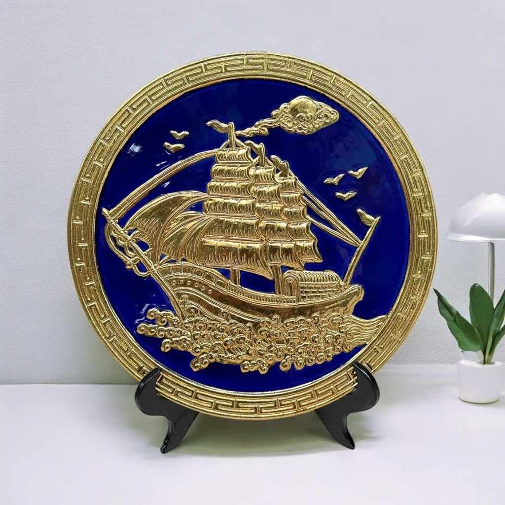Tranh đĩa gốm sứ thuận buồm xuôi gió BKCECN-9104