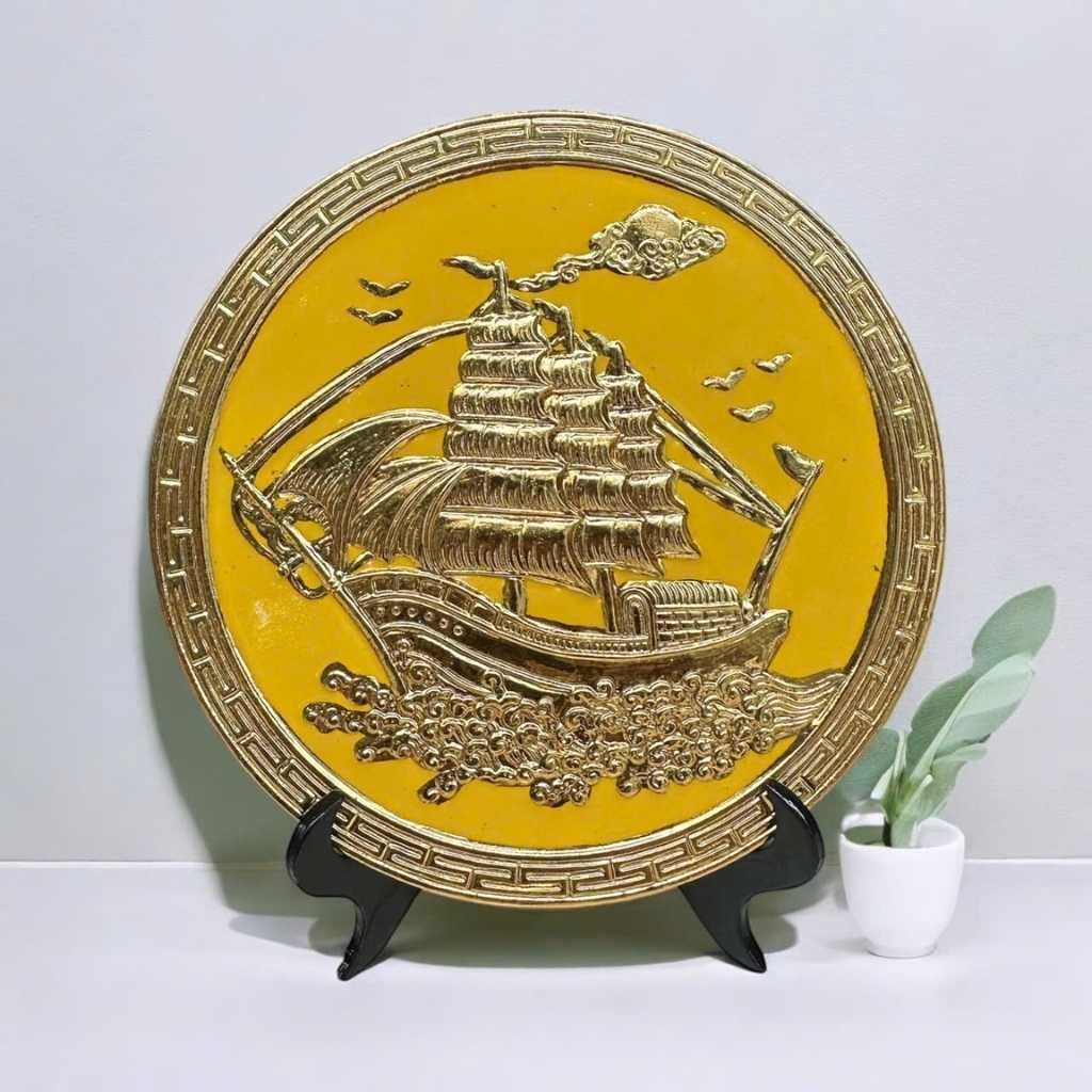 Tranh đĩa gốm sứ thuận buồm xuôi gió BKCECN-9104
