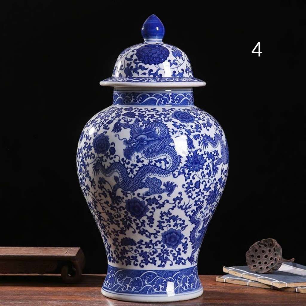 BÌNH GỐM HOA LAM VẼ RỒNG BKCECN-9129