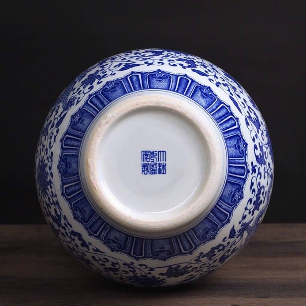 BÌNH GỐM HOA LAM VẼ RỒNG BKCECN-9129