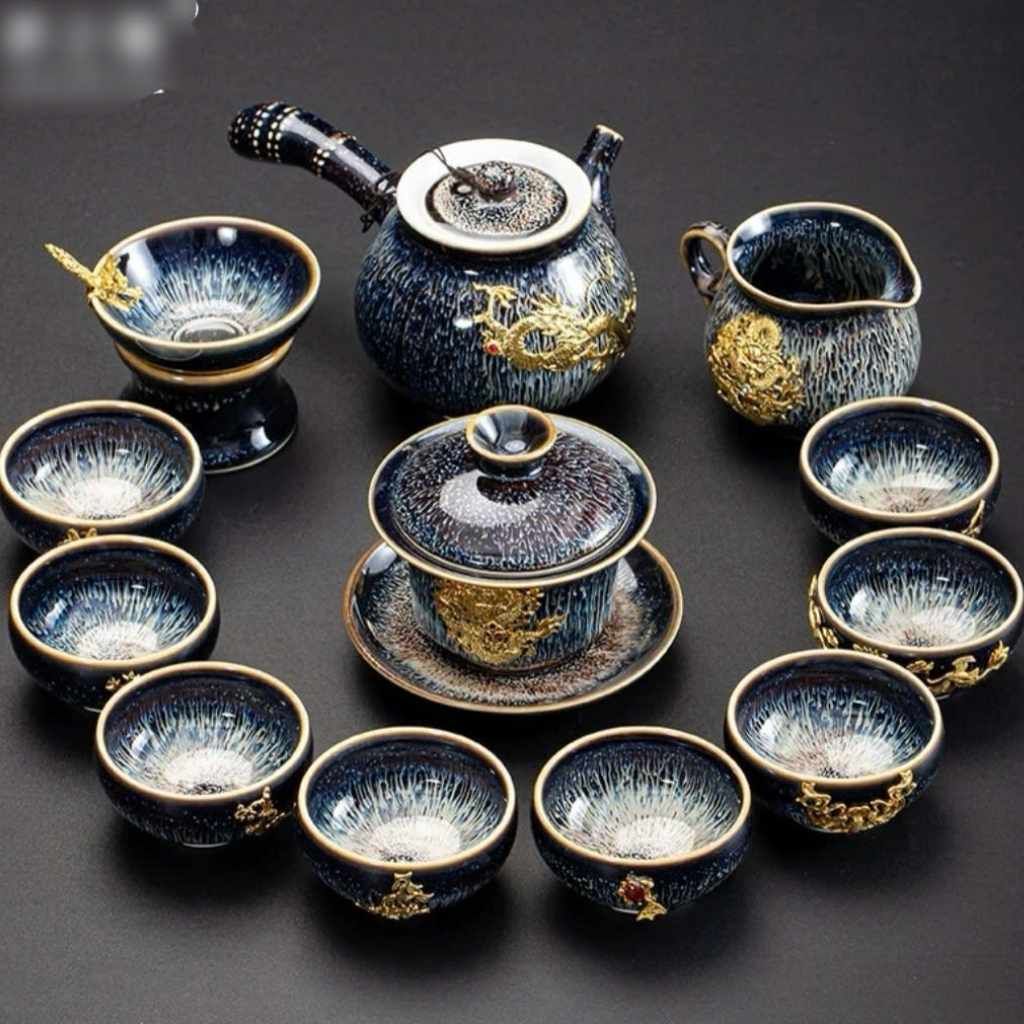 Bộ ấm chén mạ vàng Thiền định BKCECN-9247