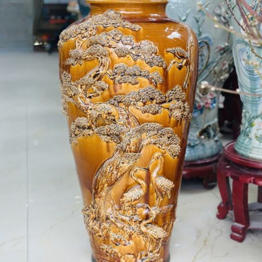 Bình gốm thạp tùng hạc trường BKCEVN-9001