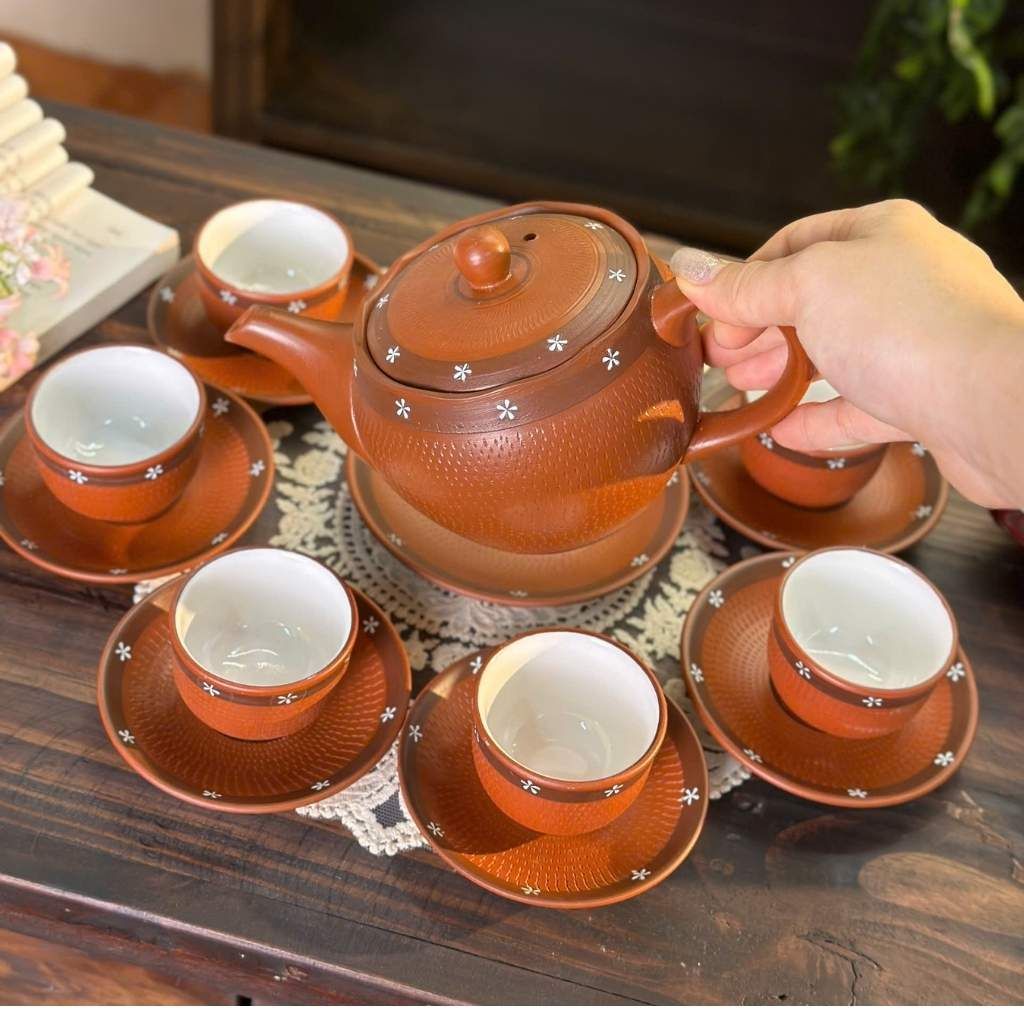 Bộ ấm chén gốm sứ bát tràng tử sa BKCEVN-9107