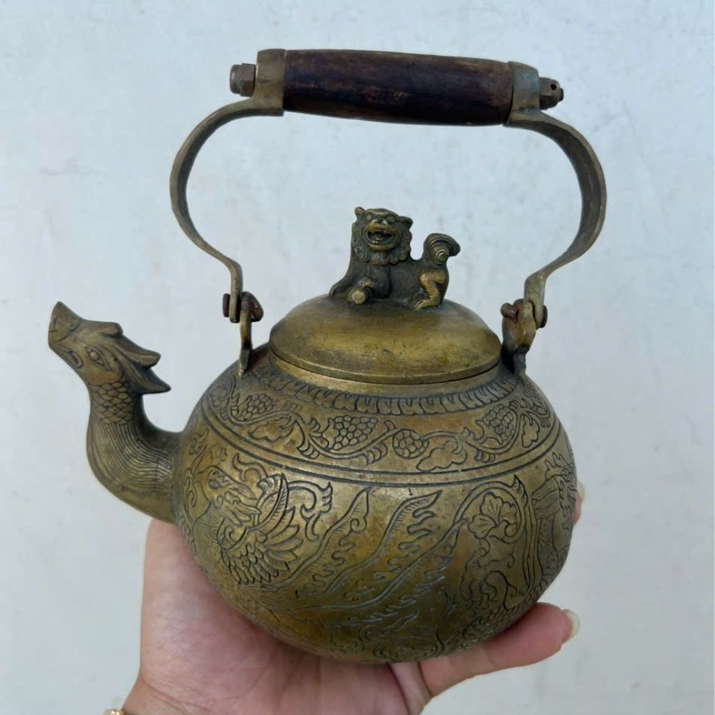 Ấm Đồng Cũ Trạm Rồng Phụng BKMEVN-9100