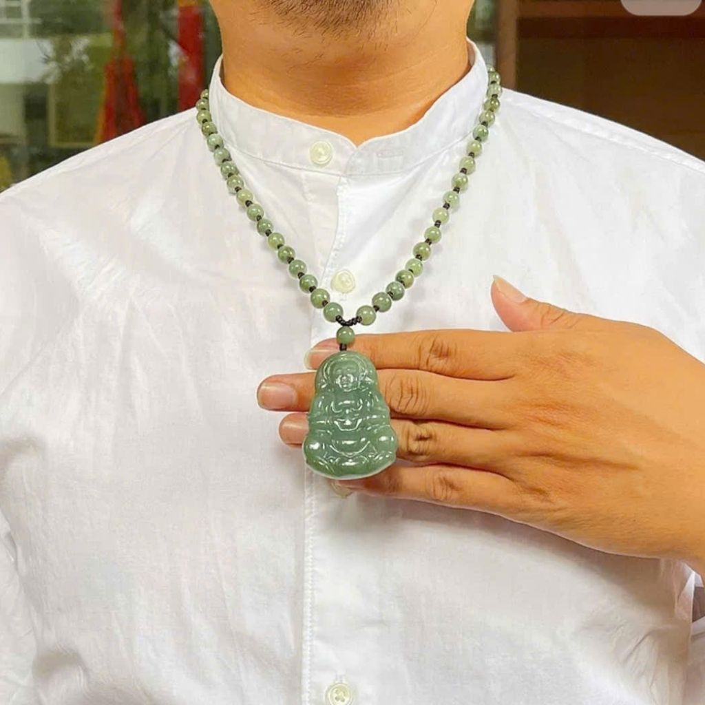 Mặt dây chuyền ngọc bích xanh dầu ngọc bích BKSTCN-9166