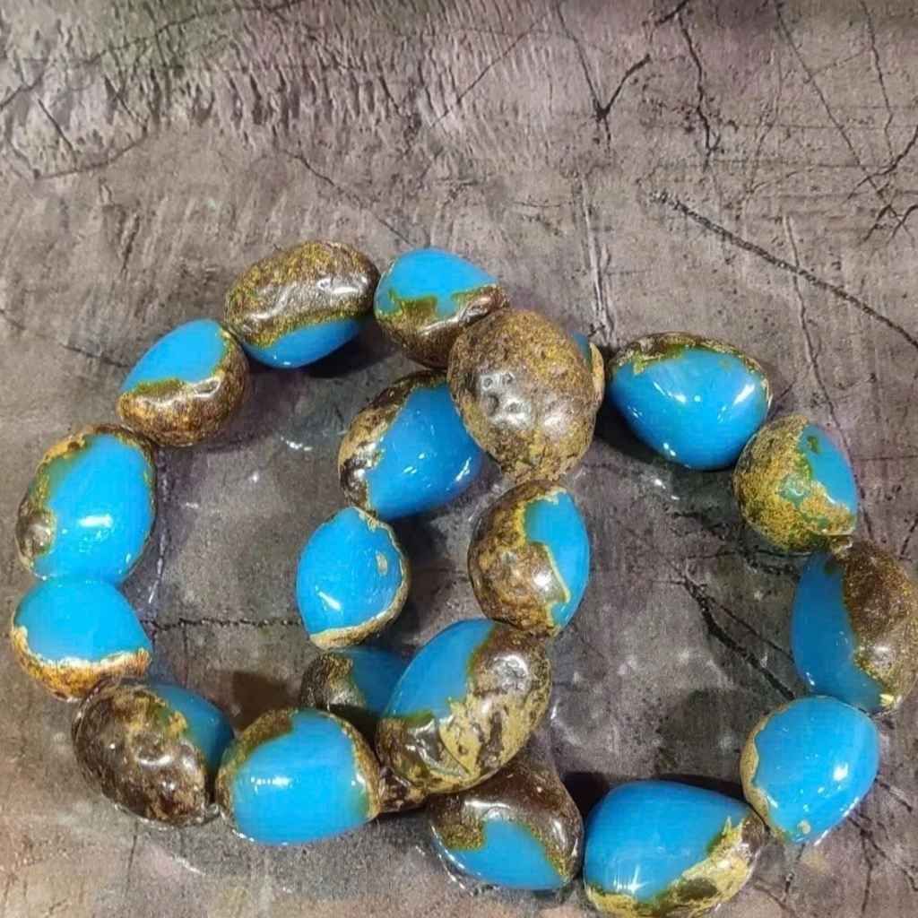 Vòng tay lam ngọc xanh phối da trầm BKSTCN-9184
