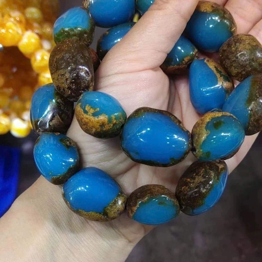 Vòng tay lam ngọc xanh phối da trầm BKSTCN-9184