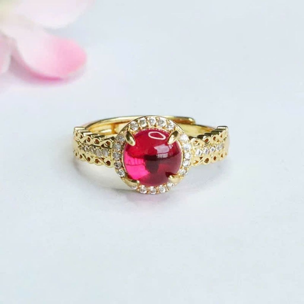 Nhẫn đá đỏ nữ quý phái kiểu dáng hoàng gia BKSTCN-9213